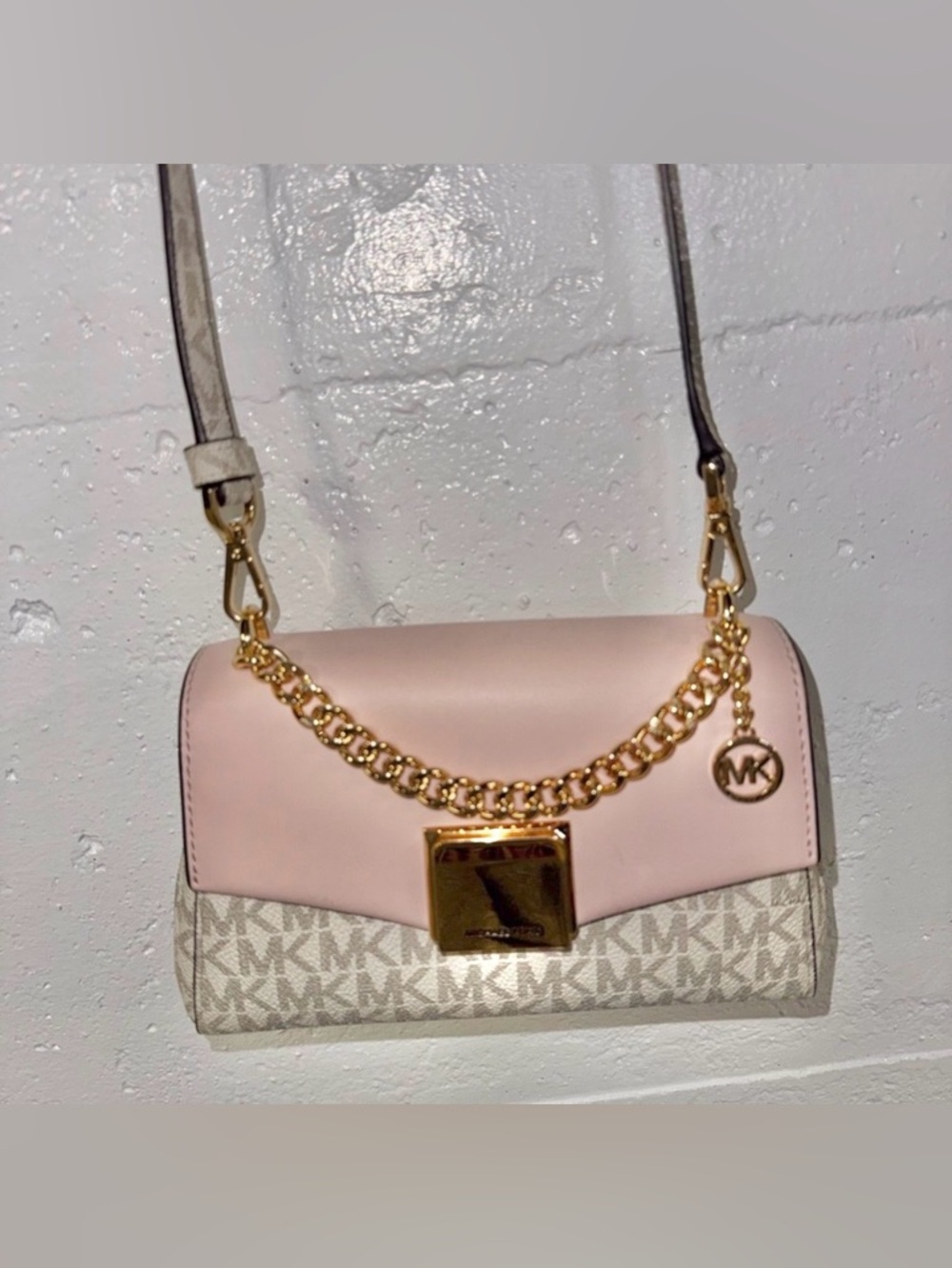 Michael Kors Blush Pink and Signature Logo Crossbody Bag